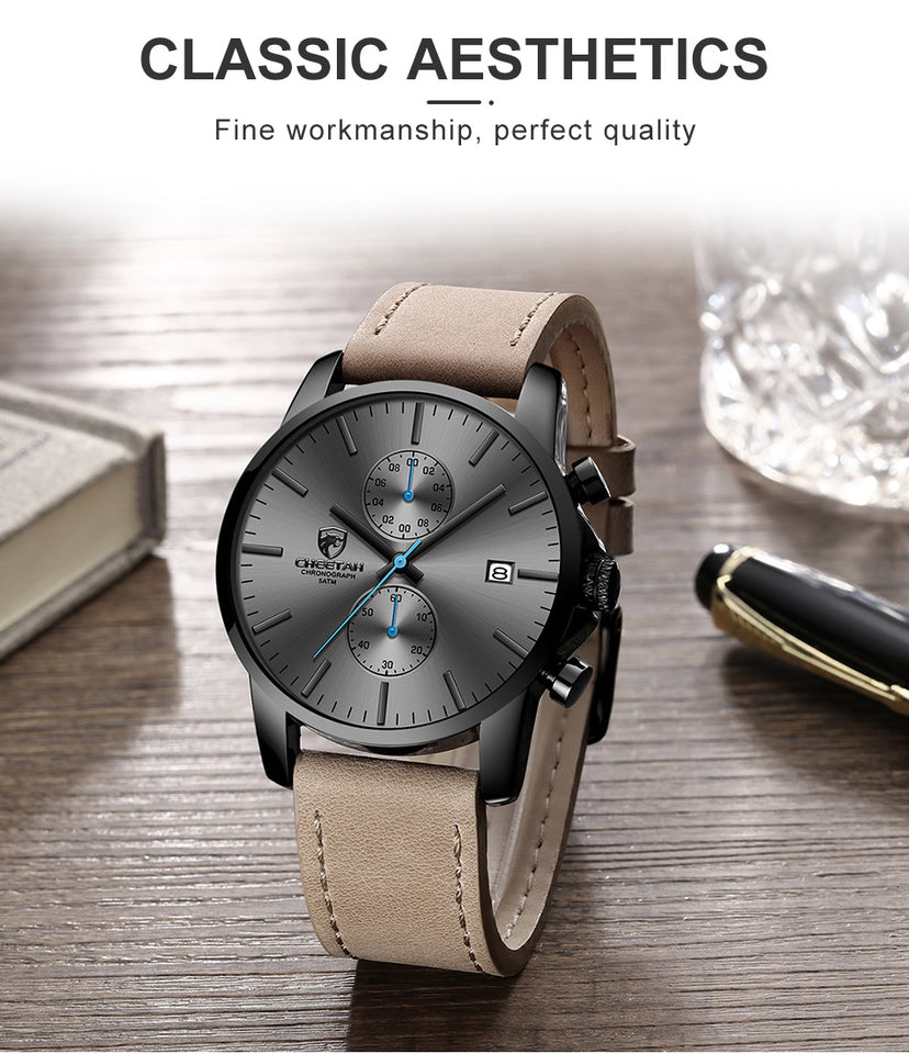 Leather Sports Quartz Men Watch