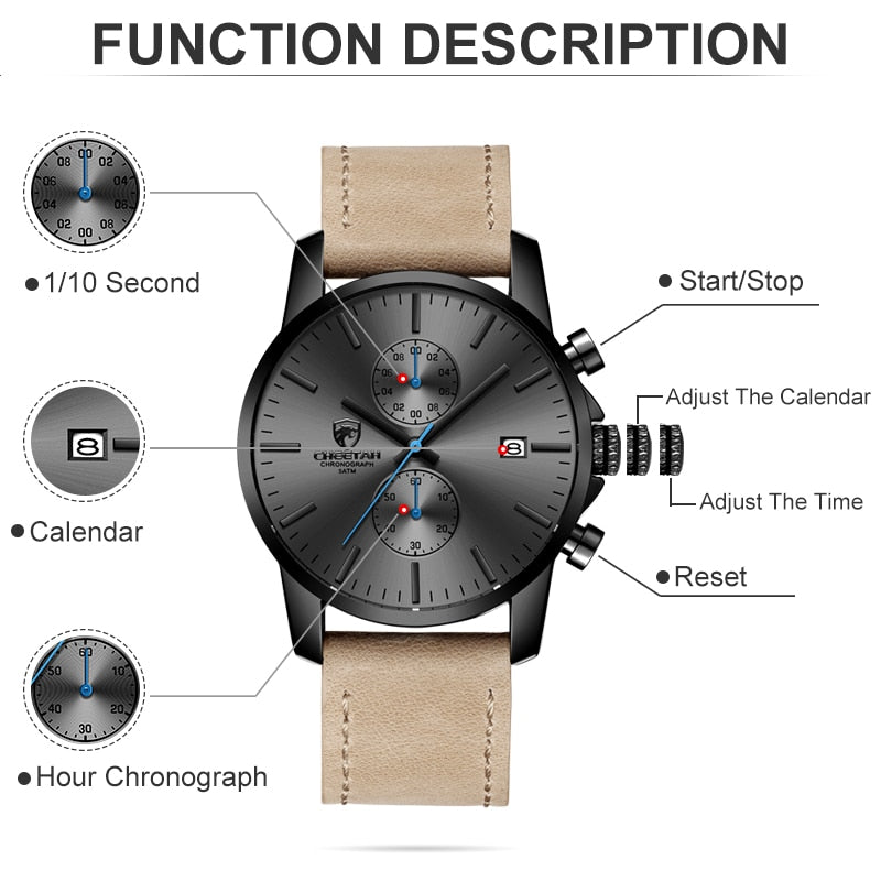 Leather Sports Quartz Men Watch