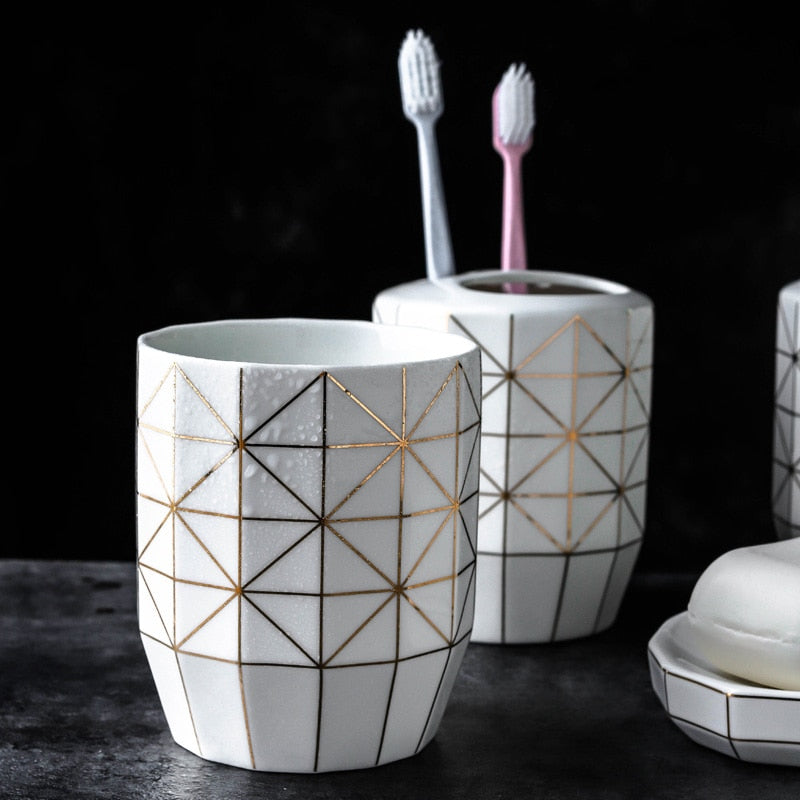 Geometric diamond pattern Bathroom set