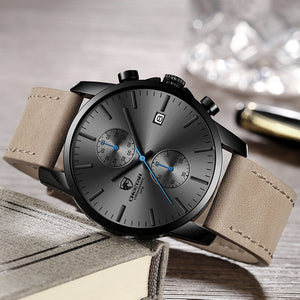 Leather Sports Quartz Men Watch